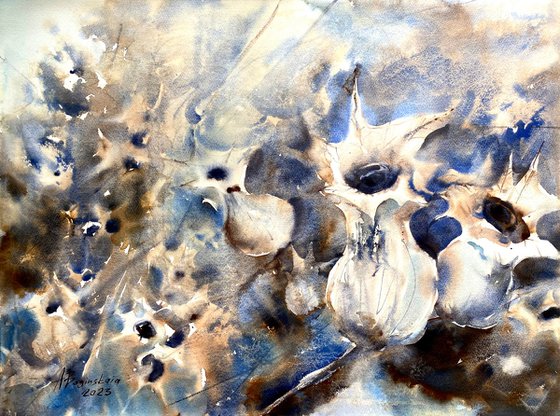 White herbs - floral watercolor