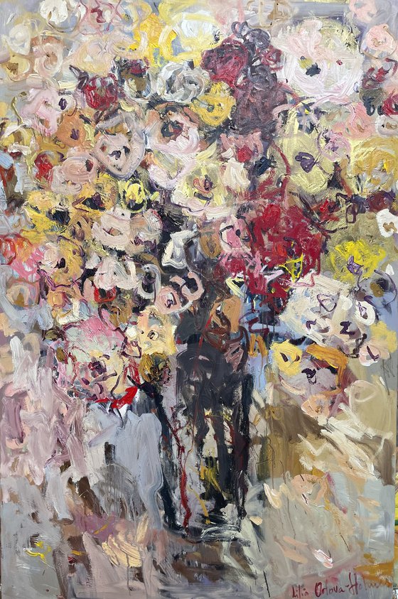 Vase of flowers.