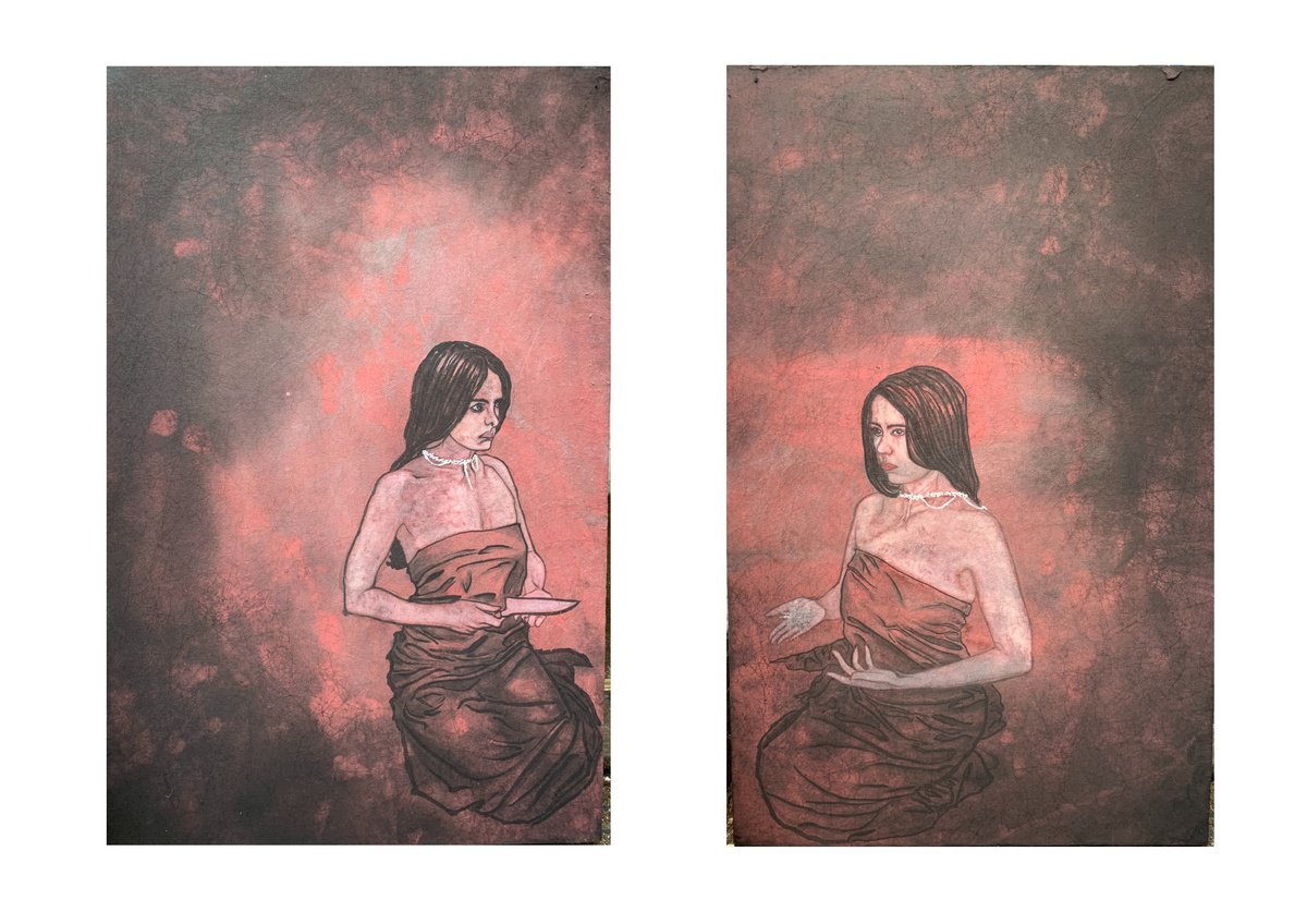 Expressive Portrait Painting By Willow Moon, 46 X 36", The Ceremony, Original Artwork