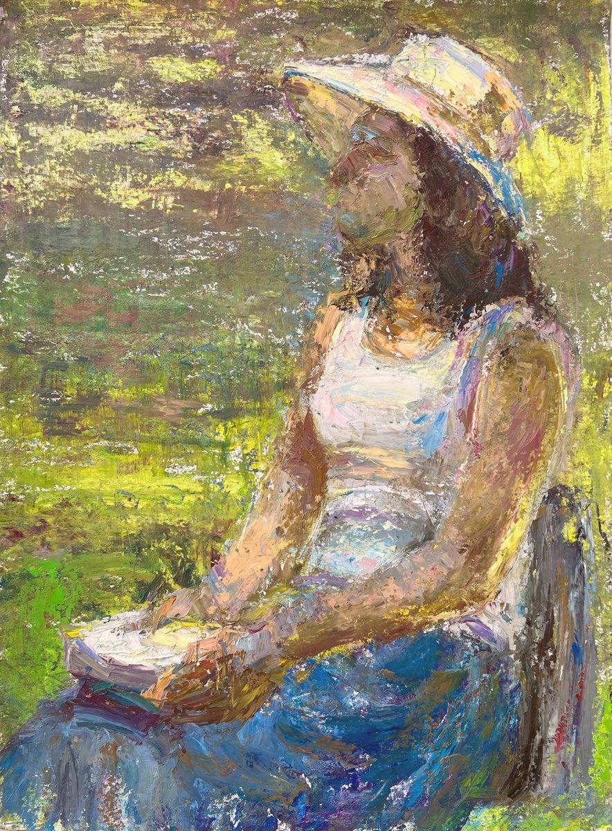 Impressionistic Portrait Oil Painting By Zakhar Shevchuk, 20 X 27", Symphony Of Light, Original Artwork