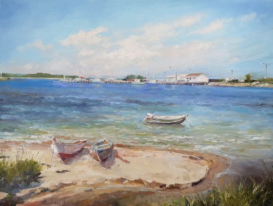 Moored by the beach, (18x24x1.5'')