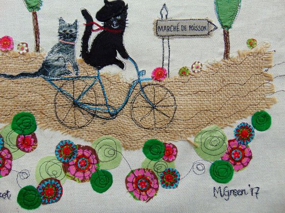 "Going to the Market" - textile collage