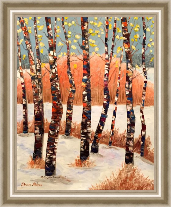 Aspen Trees in Winter - A Few Leaves Left To Shed