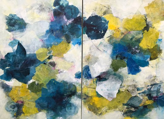 Growing Time - Large, contemporary diptych