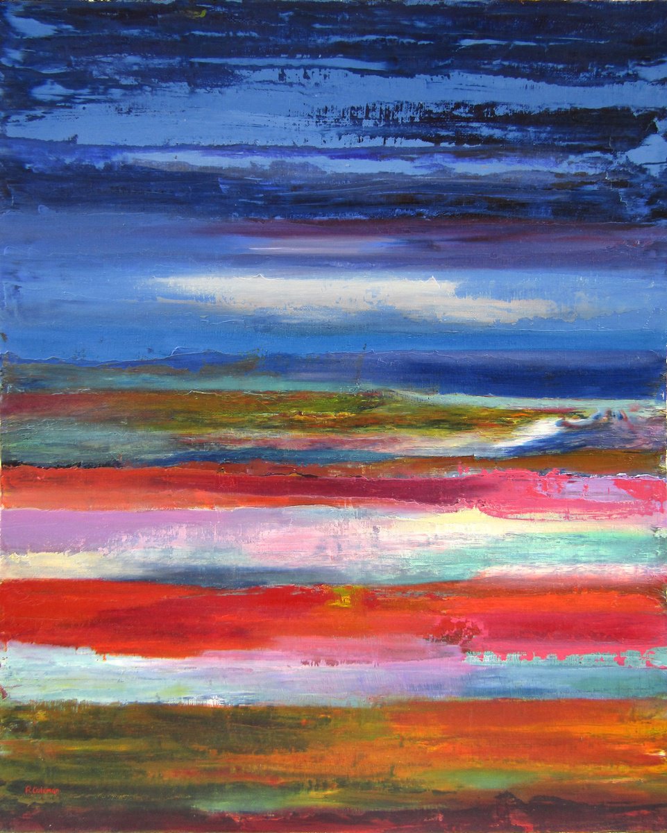 Abstract Oil Painting By Rebecca Coleman, 18 X 21", Horizons 2, Original Artwork