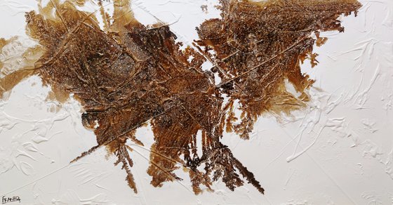 Honeycomb on Ice 190cm x 100cm White Brown Textured Abstract Art