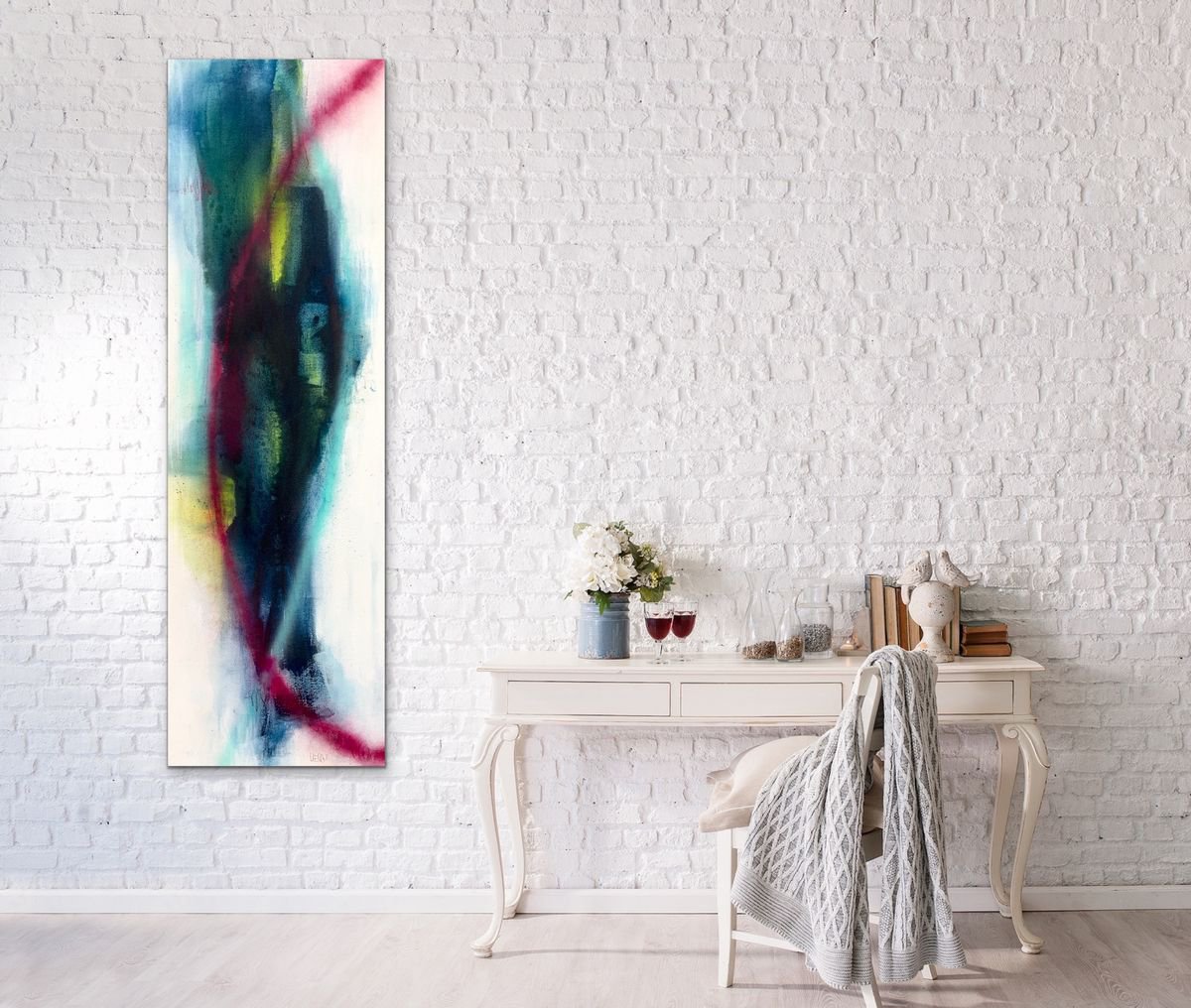 Blue loves Pink #2 I colored abstract artwork I 160 x 50 cm by Kirsten Schankweiler