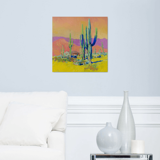 Arizona Evening Light. Saguaros