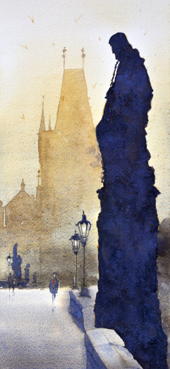 Prague Charles Bridge atmosphere 17x36 cm 2022