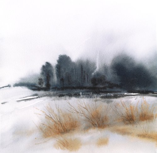 Minimalist winter landscape by Olga Grigo