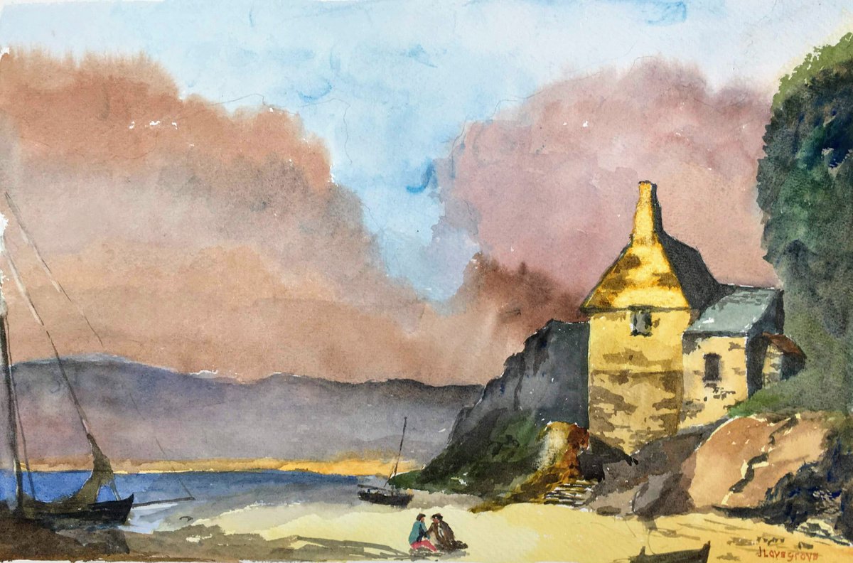 Lochside Rendezvous, a large watercolour painting by Julian Lovegrove Art