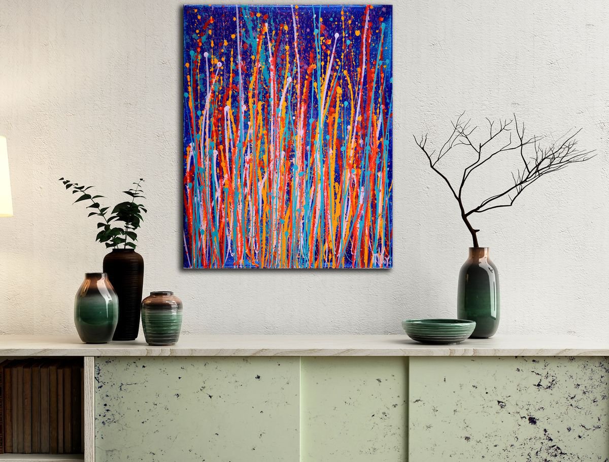 Abstract Acrylic Painting By Nestor Toro, 16 X 20", Energy Blast 2 By Nestor Toro, Original Artwork