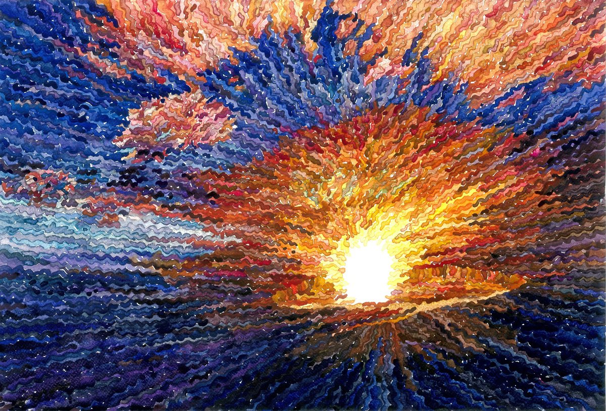 Impressionistic Landscape Watercolour By Tanbelia, 22 X 15", Volcanoes National Park, Original Artwork