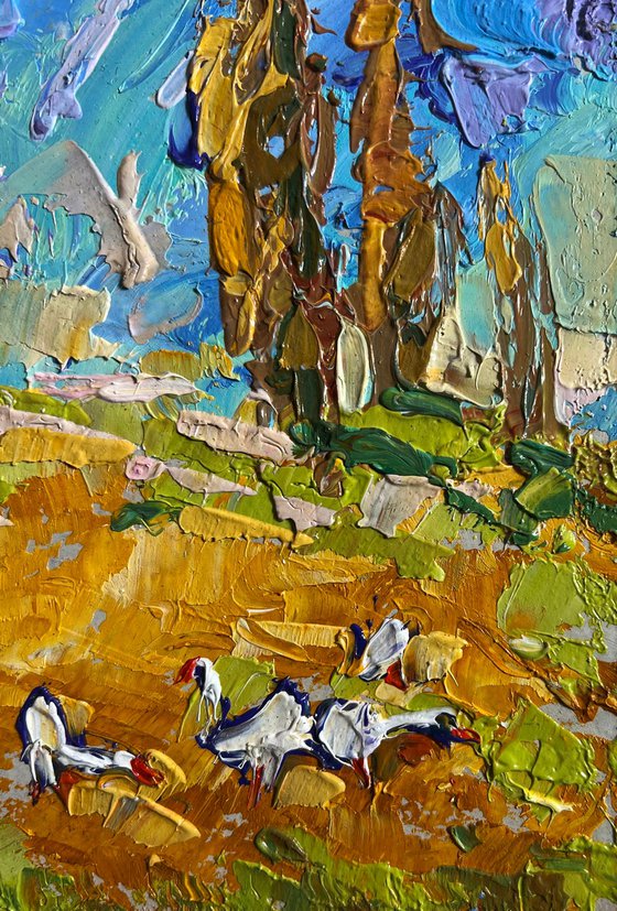 Geese in the autumn steppes