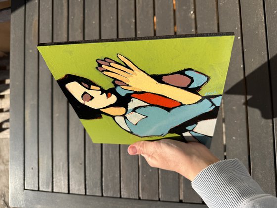 Clown Woman Painting - Original Art 8x8 inch