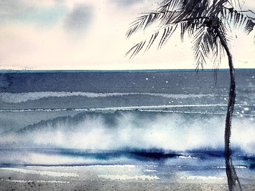 Palm tree on the beach by Eugenia Gorbacheva