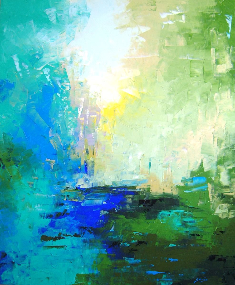 Abstract Landscape Oil Painting By Saroja Van Der Stegen, 25 X 30", Tramontana (Ref#:952-20F), Original Artwork