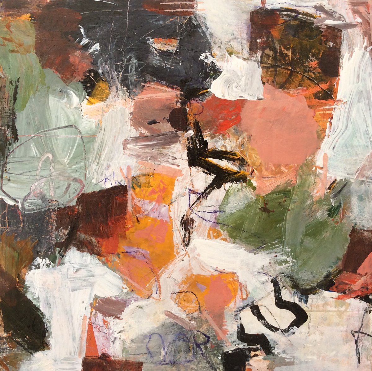 Abstract Acrylic Painting By Linda Coppens, 12 X 12", 112020-09, Original Artwork