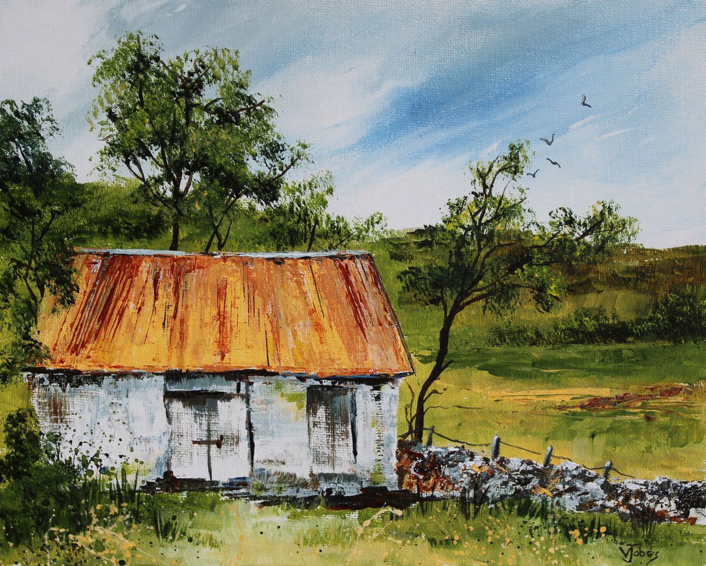 The Old Barn Acrylic Painting By Valerie Jobes Artfinder