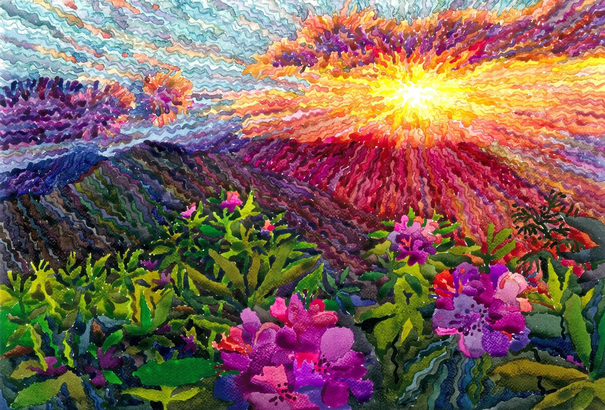 Impressionistic Landscape Watercolour By Tanbelia, 22 X 15", Pisgah National Park, Original Artwork