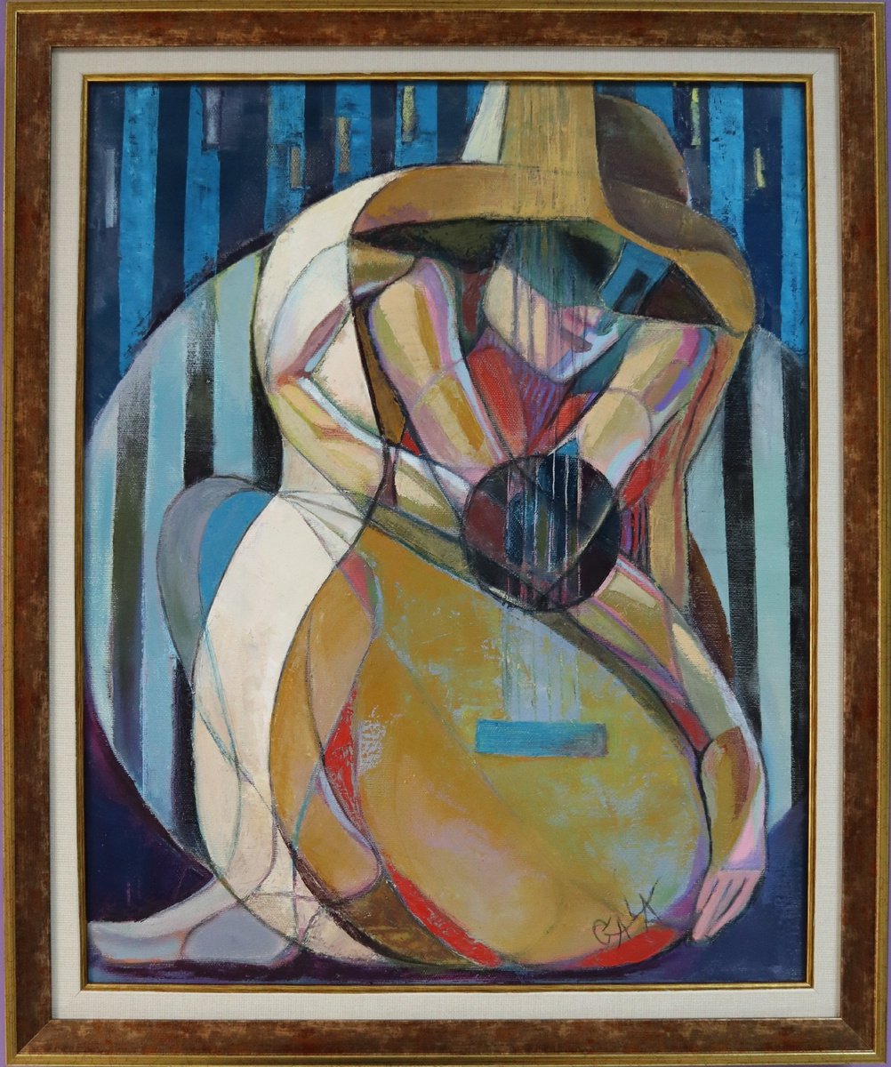 Expressive Oil Painting , Playing Guitar By Galya Koleva, 20 X 24, Artwork For Sale On Artfinder