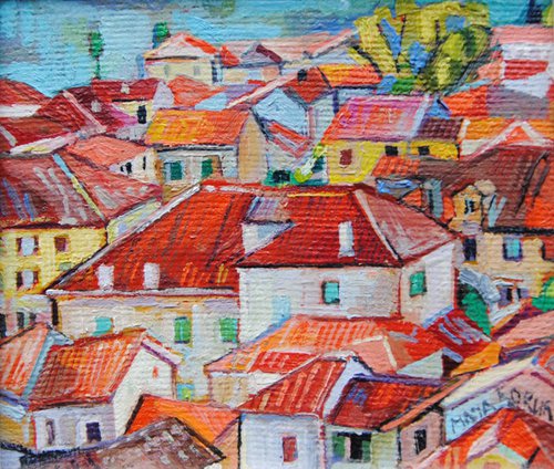 Red roofs III / Miniature by Maja Đokić Mihajlović
