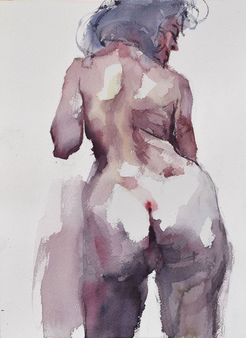 Nude  ( backview ) by Goran Žigolić Watercolors