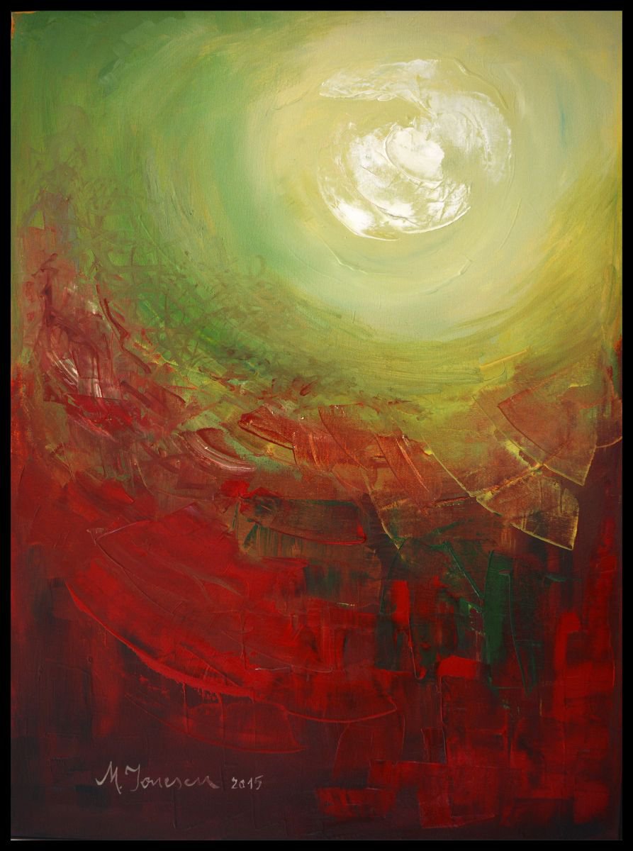 Expressive Landscape Oil Painting By Mihaela Ionescu, 20 X 27", "Somewhere", Original Artwork