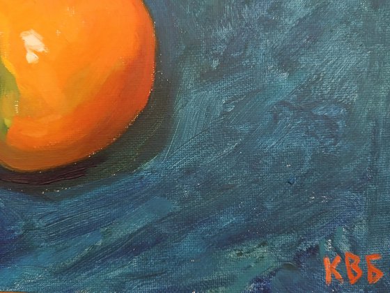 Two Persimmons on Blue Cloth