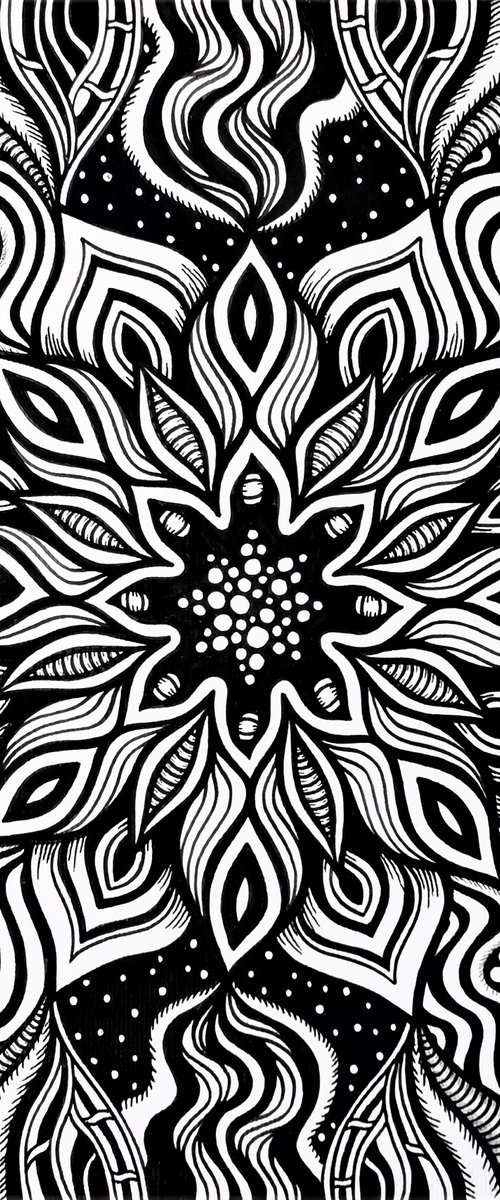 Star Flower Mandala Drawing - 21x21cm by Jodie Smallwood