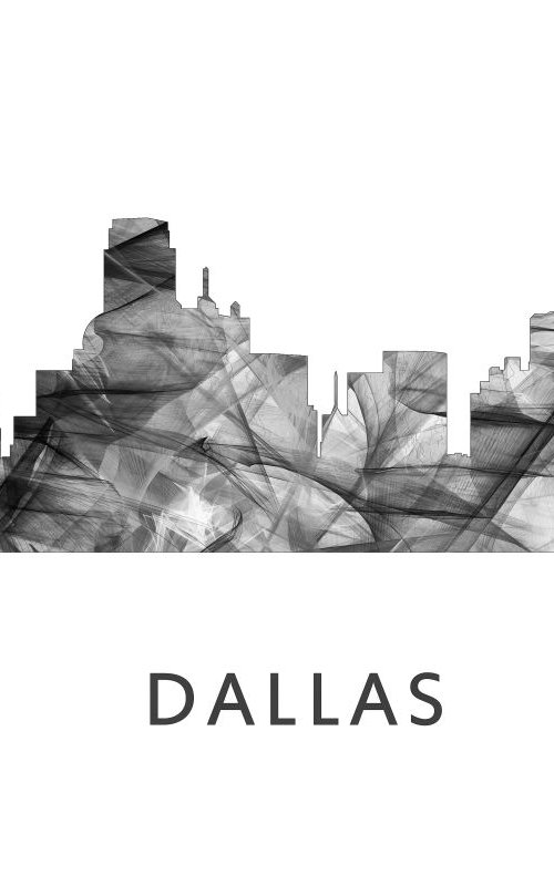 Dallas Texas Skyline WB BW by Marlene Watson