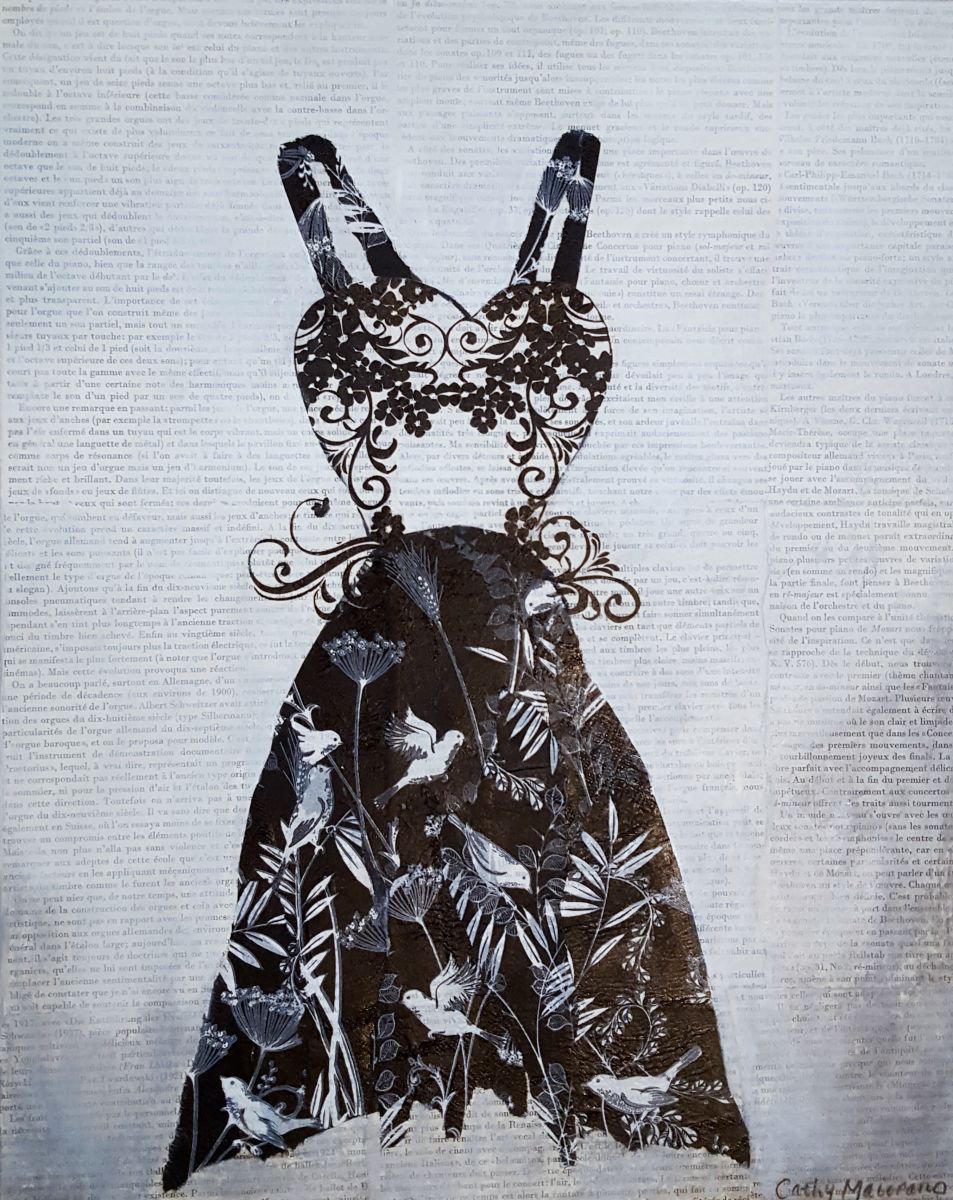 Abstract Painting By Cathy Maiorano, 16 X 20, Party Dress, Original Artwork