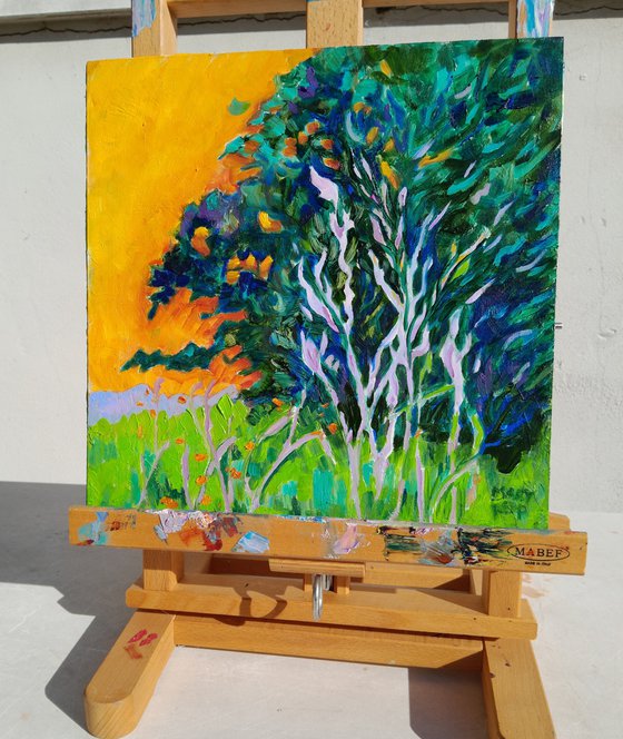 Trees, Orange and Blue