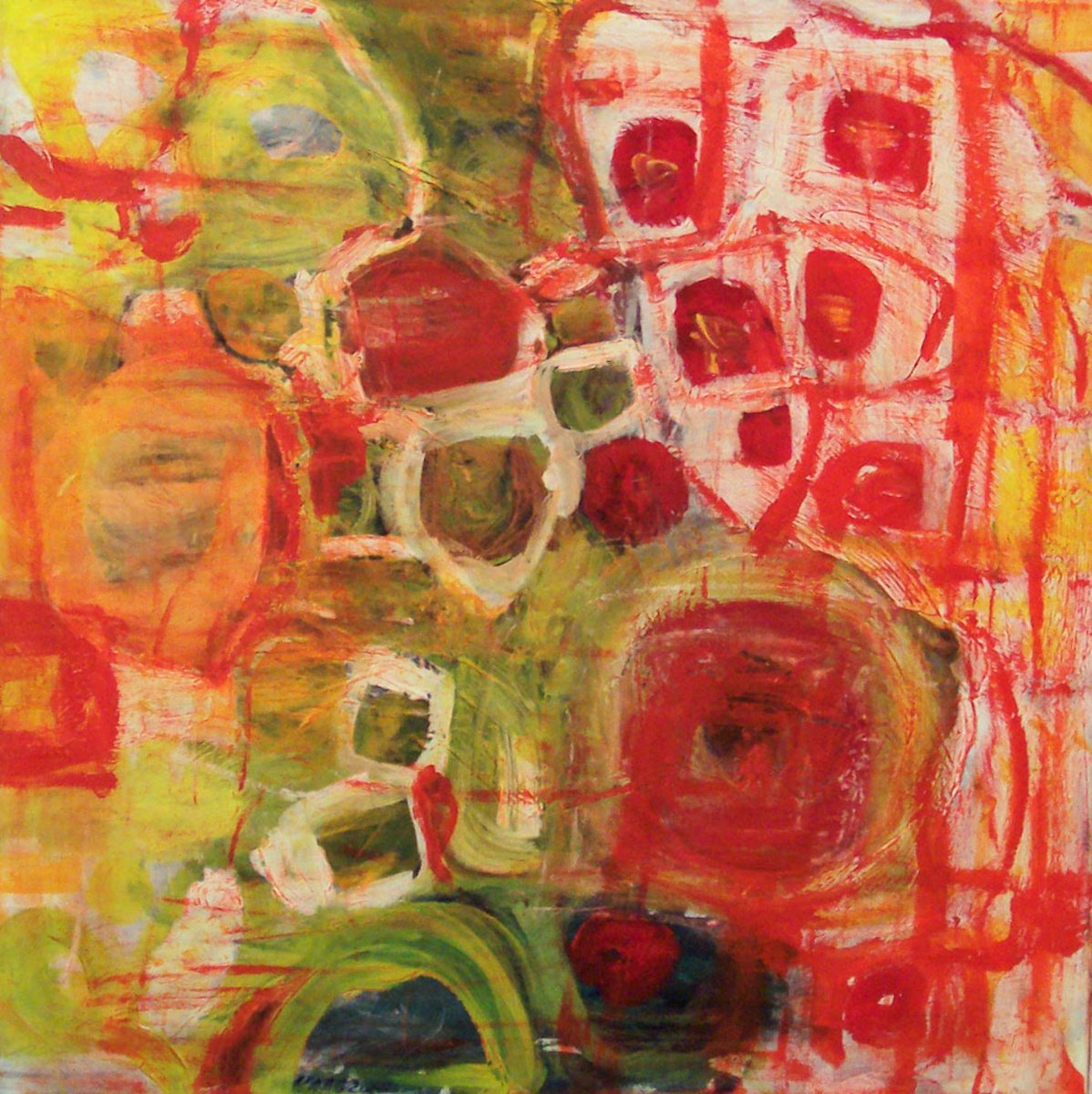 Organic Abstract Acrylic Painting By Christel Haag, 24 X 24, Eye Of The Tiger, Original Artwork