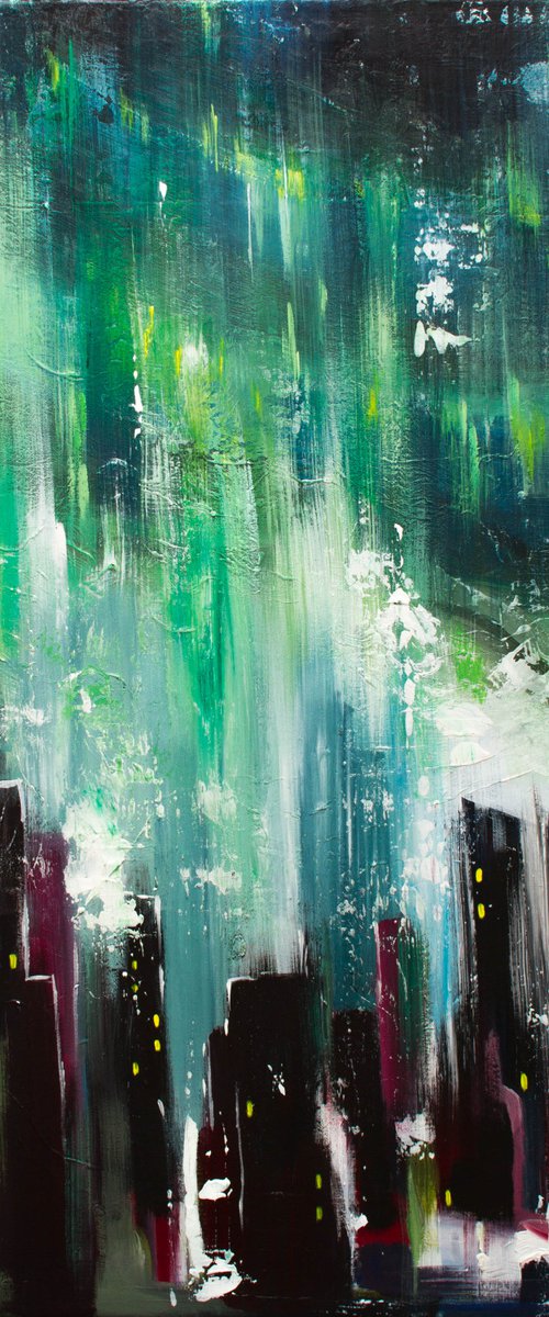 Polar lights over the sleeping city by Ihor Bychkivskyy