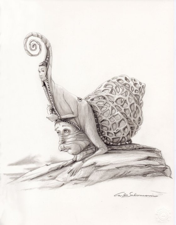 THE SNAIL MAN - ( graphite pencil )