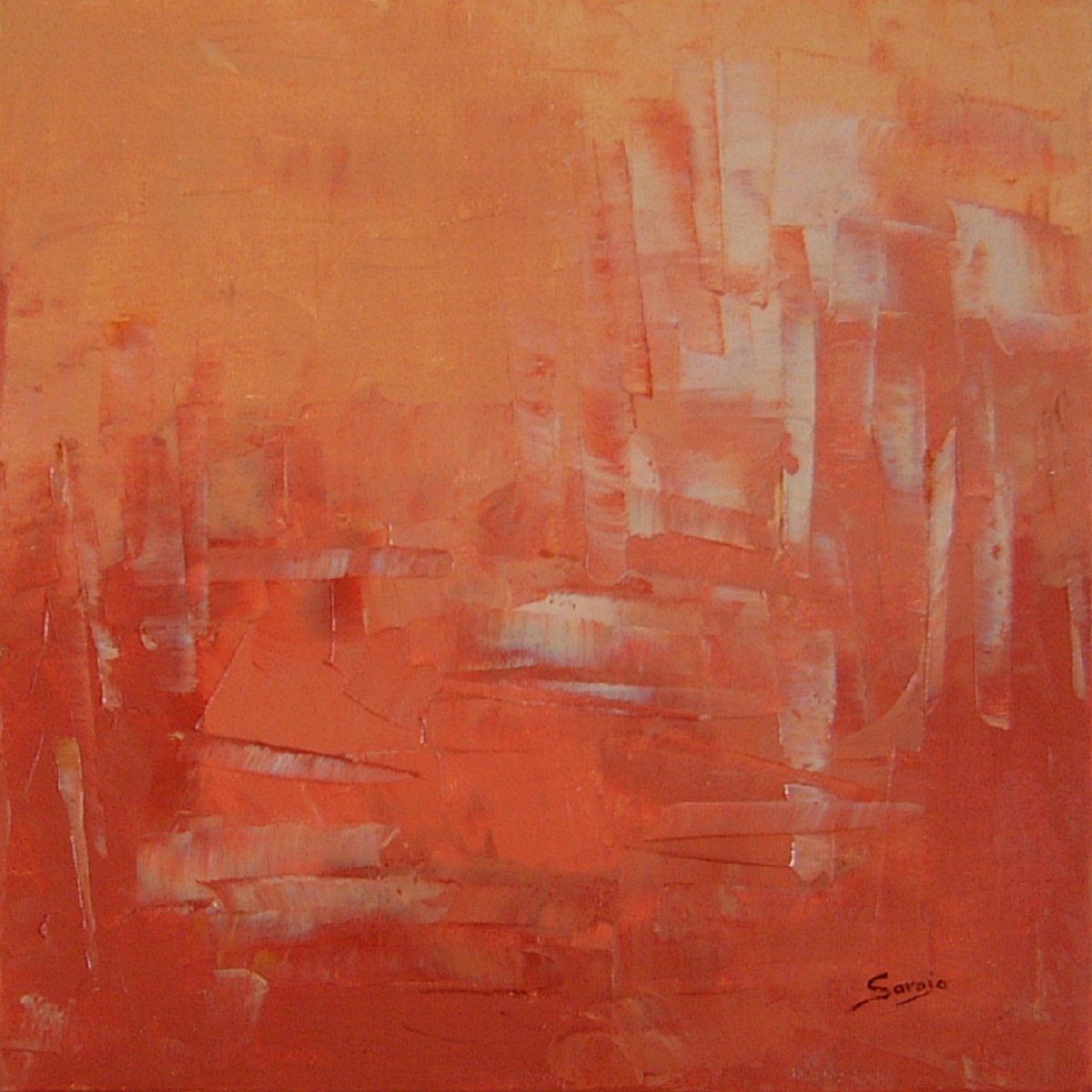 Abstract Landscape Oil Painting By Saroja Van Der Stegen, 13 X 13", Outback (Ref#:608-30Q), Original Artwork