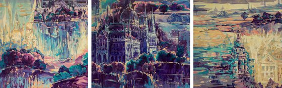 Castles  of Budapest Triptych
