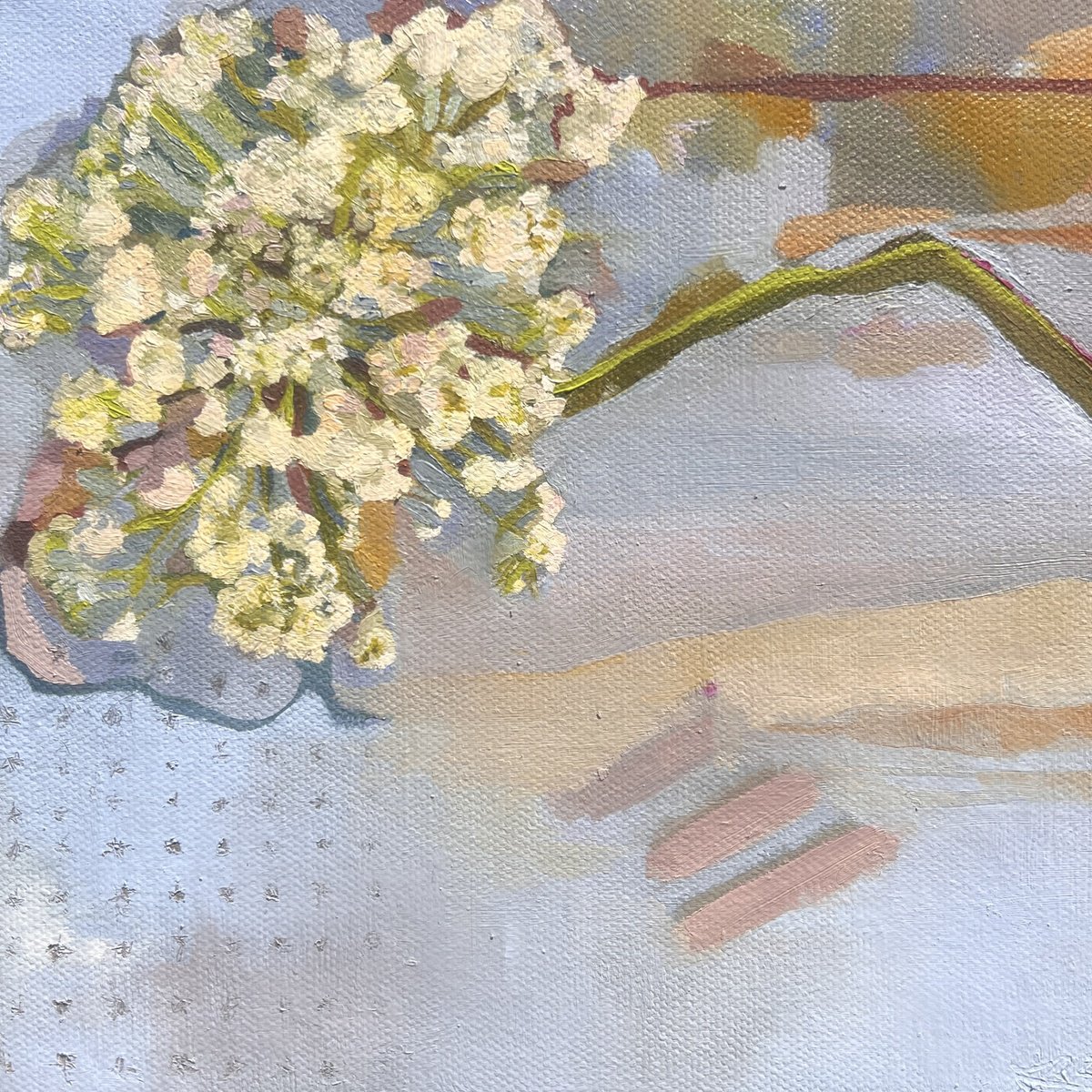 Organic Botanical Oil Painting By Anna Bergin, 8 X 8, Queen Ann