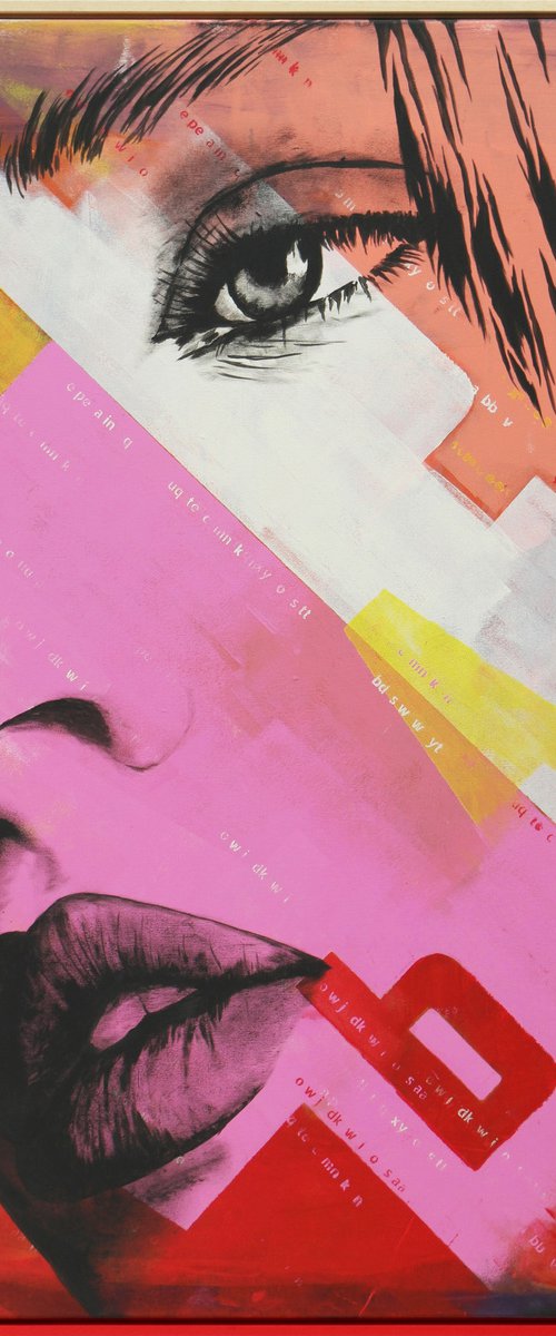 Pop Art Portrait - Incl Custom Frame - 95x115 cm - Pink Perfume - Ronald Hunter - 6F by Ronald Hunter