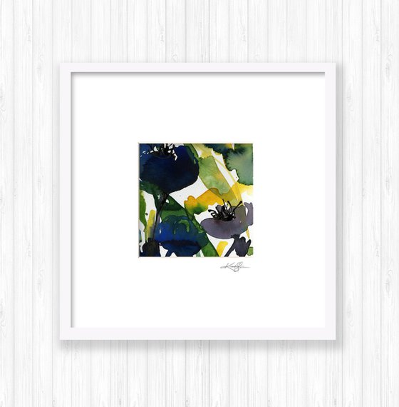 Abstract Florals Collection 4 - 3 Flower Paintings in mats by Kathy Morton Stanion