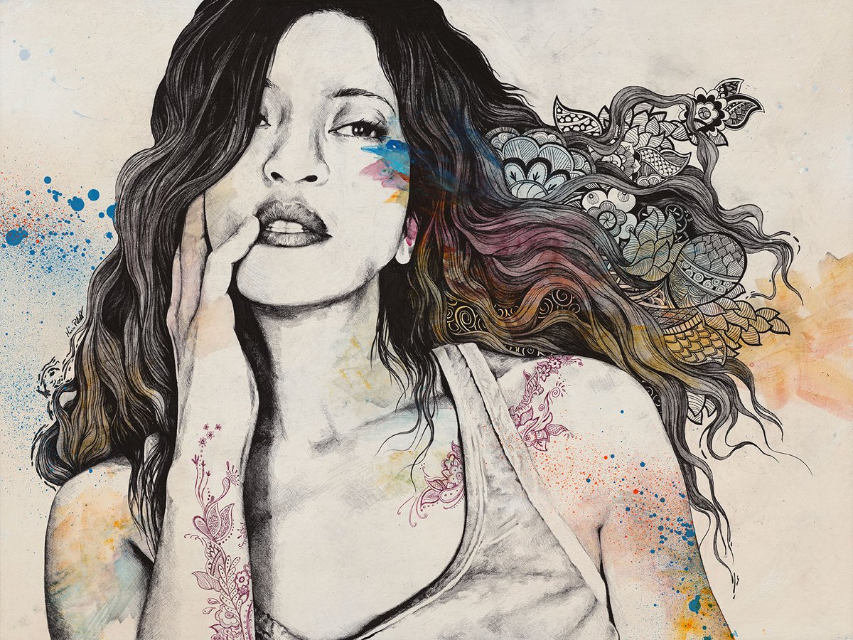 Cyanide | tattoo woman portrait | zentangle pencil drawing | sensual female portrait by Marco Paludet