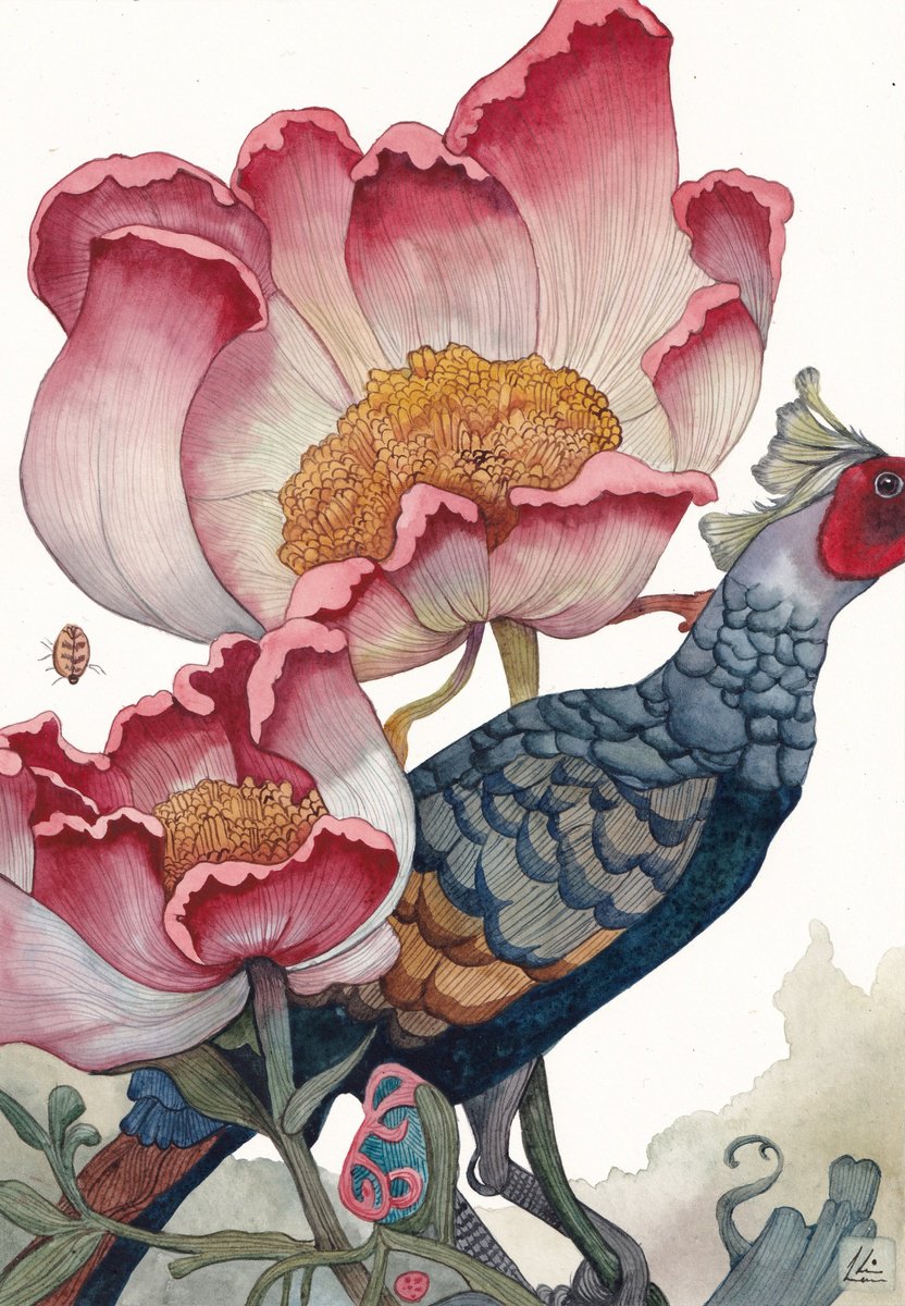 Surrealistic Animal Watercolour By Lisa Lennon, 8 X 12", Just Passing By, Original Artwork