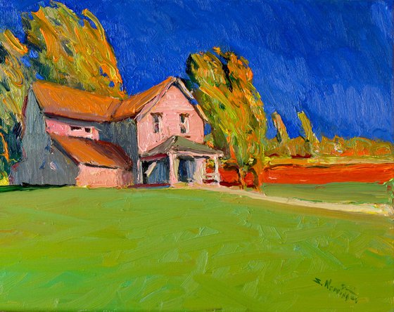 Farmhouse in Midwest. Windy Day