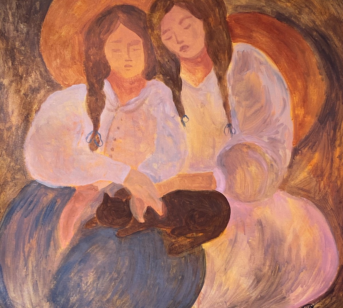 Impressionistic Portrait Acrylic Painting By Dasha Pogodina, 39 X 35, Little Woman, Original Artwork