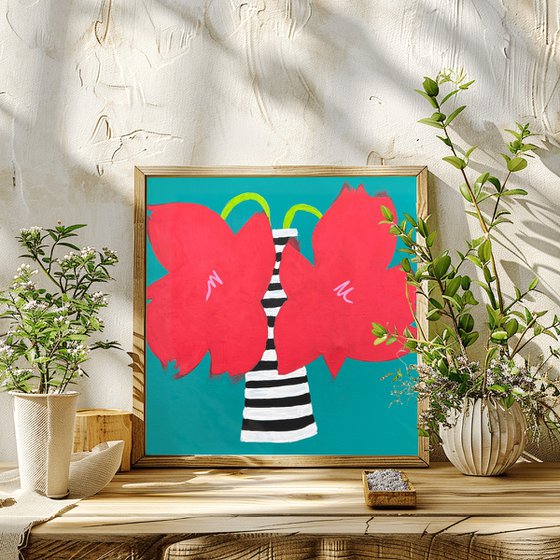 Bold Red Flowers in Vase