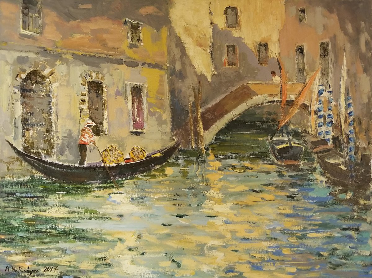 Venice Old Buildings at Canal - One of a Kind by Hrachya Hakobyan
