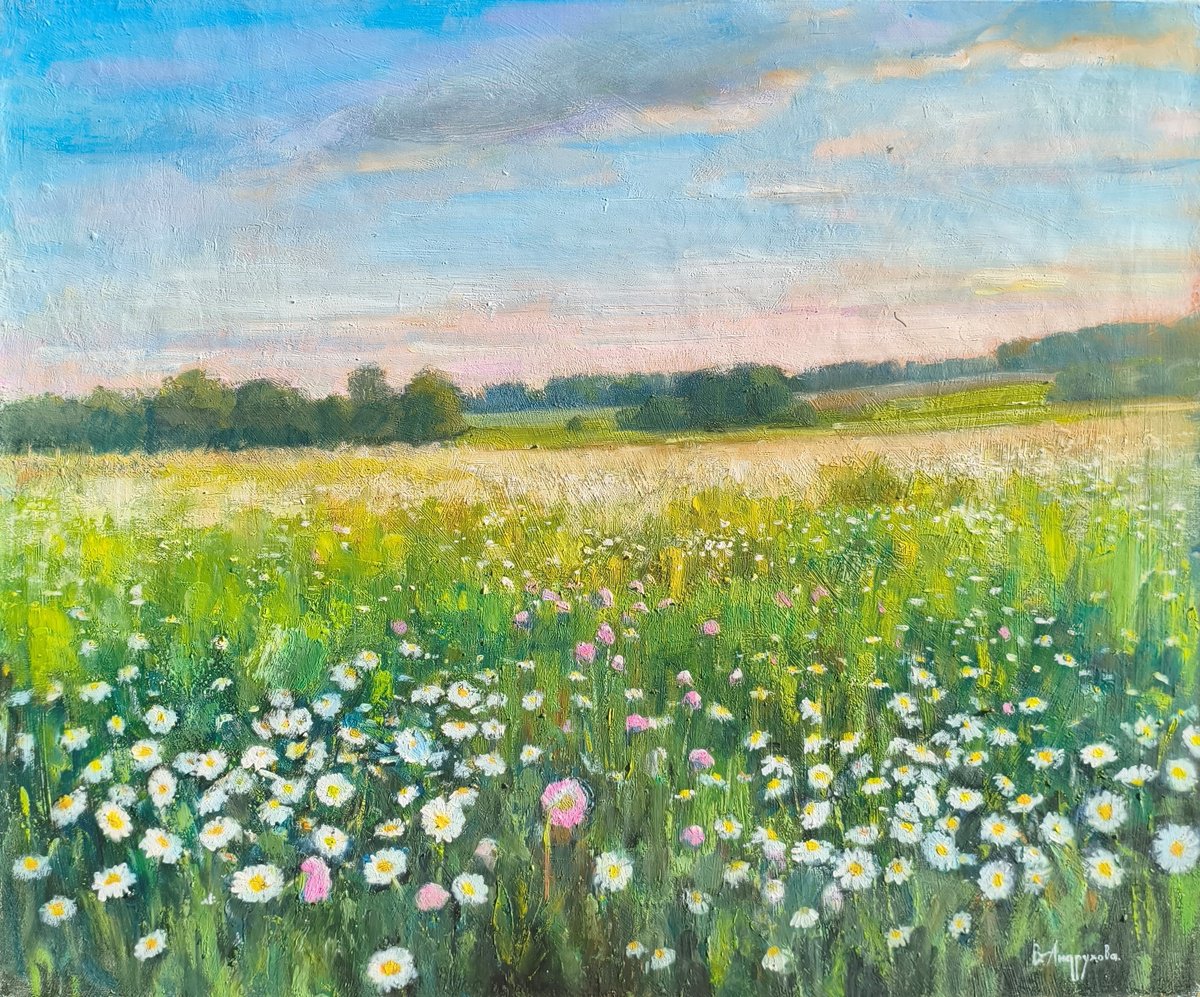 Field Of Daisies By Valentina Andrukhova, 24 X 20, Artwork For Sale On Artfinder