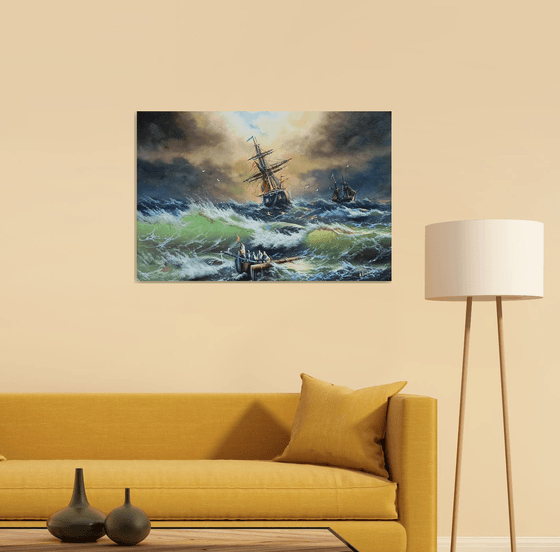 Restless sea -2 (60x90cm, oil painting)