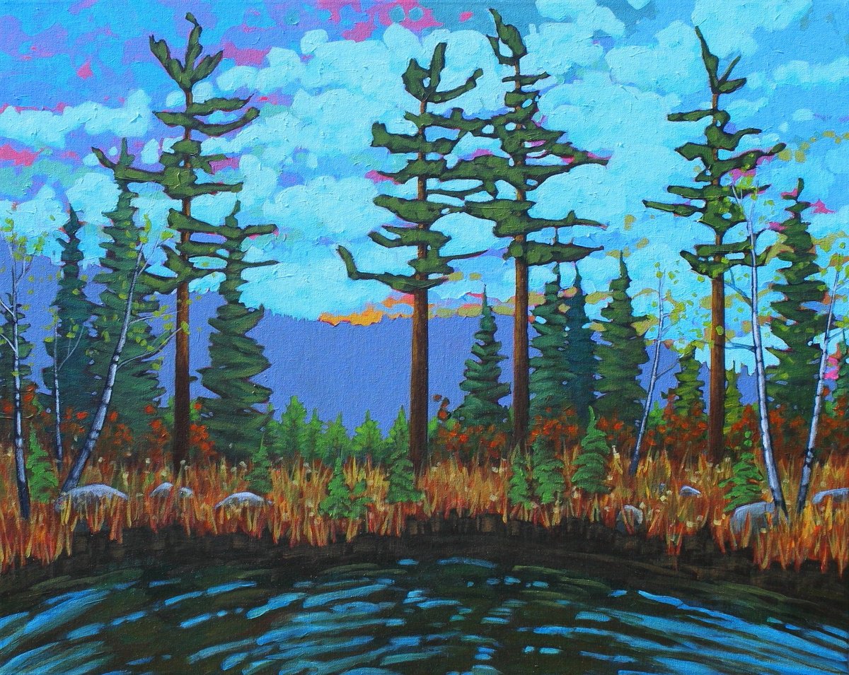 Impressionistic Landscape Acrylic Painting By Sage Mountain Studio, 30 X 24", A Day In The Wilderness, Original Artwork